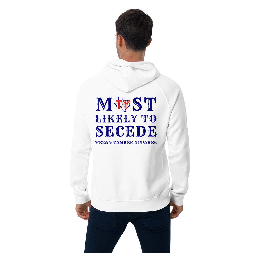 Most Likely to Secede Unisex eco raglan hoodie