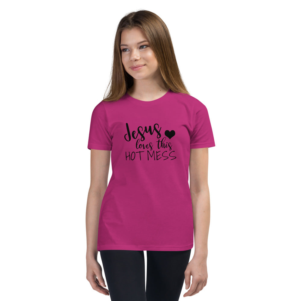 Jesus Loves this Hot-Mess Youth Short Sleeve T-Shirt