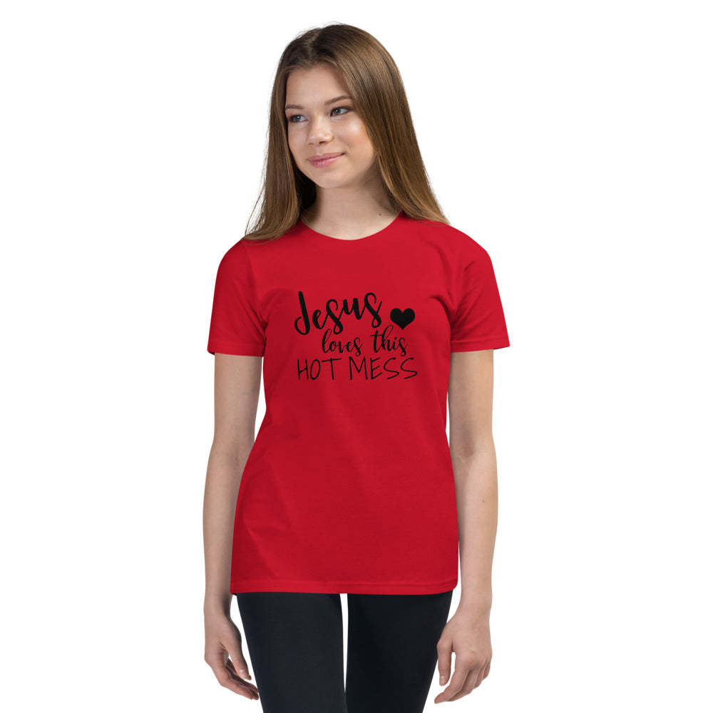Jesus Loves this Hot-Mess Youth Short Sleeve T-Shirt